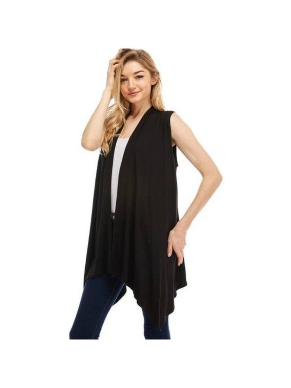 Azules Lightweight Sleeveless Black Cardigan Vest M